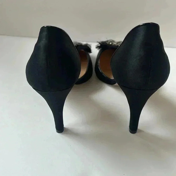 Vera Wang Black Satin D’Orsay Heels w/ Crystal Toe – Size 9 - Picture 4 of 6